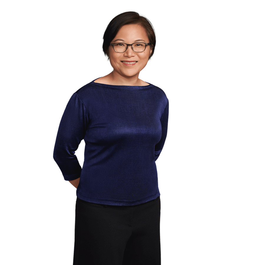 Chun Hua, Clinical Development Manager, posing in front of transparent background